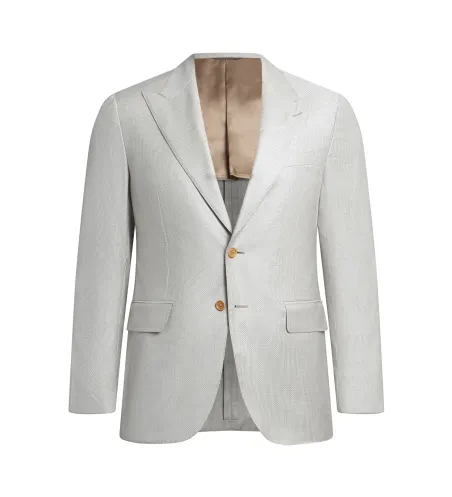 Cream Beige Linen and Cotton Maggiore Hand-Sewn Peak-Lapel Sport Jacket | Italian Lightweight Jacket