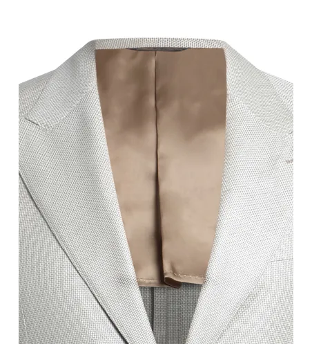 Cream Beige Linen and Cotton Maggiore Hand-Sewn Peak-Lapel Sport Jacket | Italian Lightweight Jacket