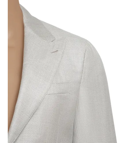 Cream Beige Linen and Cotton Maggiore Hand-Sewn Peak-Lapel Sport Jacket | Italian Lightweight Jacket