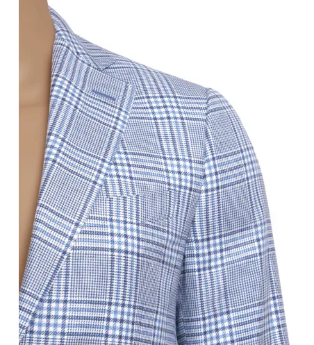 Light Blue Prince of Wales Check Wool and Silk Maggiore Hand-Sewn Sport Jacket | Italian Patterned Blazer